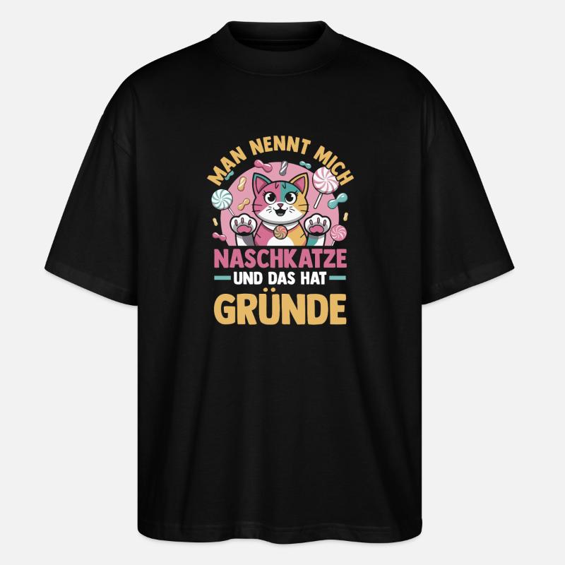 Süschigkeiten Naschkatze Süßes Mädchen - Stanley/Stella Oversized Unisex Bio T-Shirt Blaster 2.0 - Schwarz
