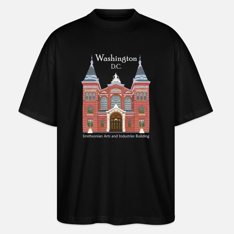 Washington DC., Hand Drawing Museum - Stanley/Stella Oversized Unisex Organic T-shirt Blaster 2.0 - black