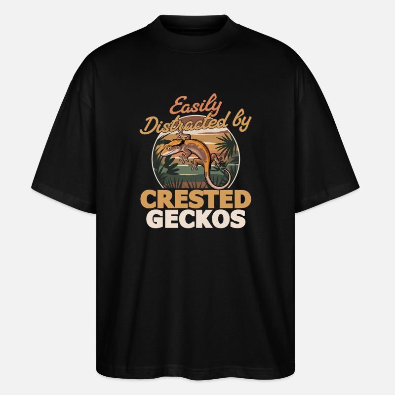 Funny Reptile Crested Gecko - Stanley/Stella Oversized Unisex Bio T-Shirt Blaster 2.0 - Schwarz