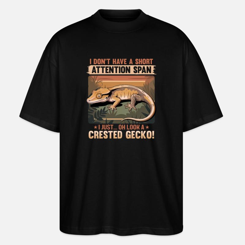 Funny Reptile Crested Gecko - Stanley/Stella Oversized Unisex Bio T-Shirt Blaster 2.0 - Schwarz