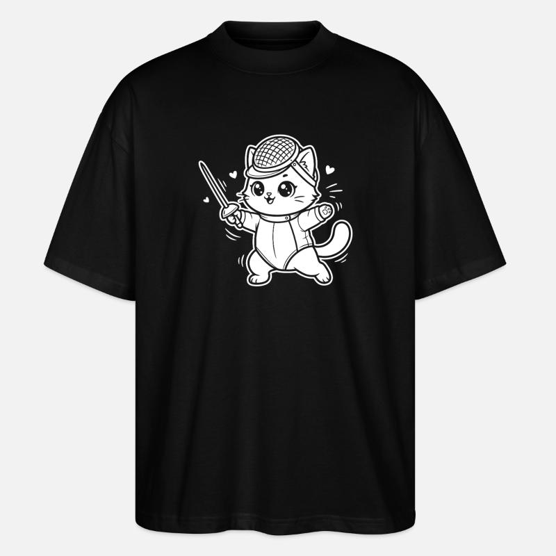 Fechten Kawaii Katze - Stanley/Stella Oversized Unisex Bio T-Shirt Blaster 2.0 - Schwarz