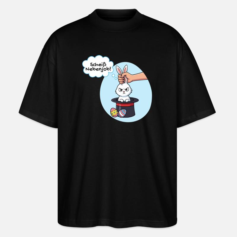 Osterhase hasst seinen Nebenjob - Stanley/Stella Oversized Unisex Bio T-Shirt Blaster 2.0 - Schwarz