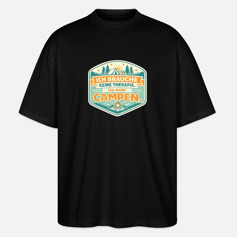 Camping-Humor: Therapie ade - Stanley/Stella Oversized Unisex Bio T-Shirt Blaster 2.0 - Schwarz