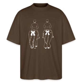 KŘIŽERJEJ ... a čěs! - Stanley/Stella Oversized Unisex Organic T-shirt Blaster 2.0 - mocha - Front - Alina (178cm) & Michal (187cm)