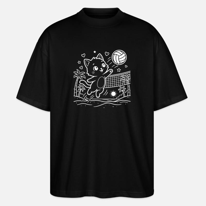 Kawaii Katze Beachvolleyball - Stanley/Stella Oversized Unisex Bio T-Shirt Blaster 2.0 - Schwarz