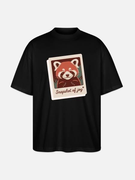 Red Panda Snapshot Joy - Stanley/Stella Oversized Unisex Organic T-shirt Blaster 2.0 - black