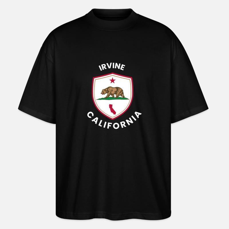 Irvine CA Bärenschild-Emblem - Stanley/Stella Oversized Unisex Bio T-Shirt Blaster 2.0 - Schwarz