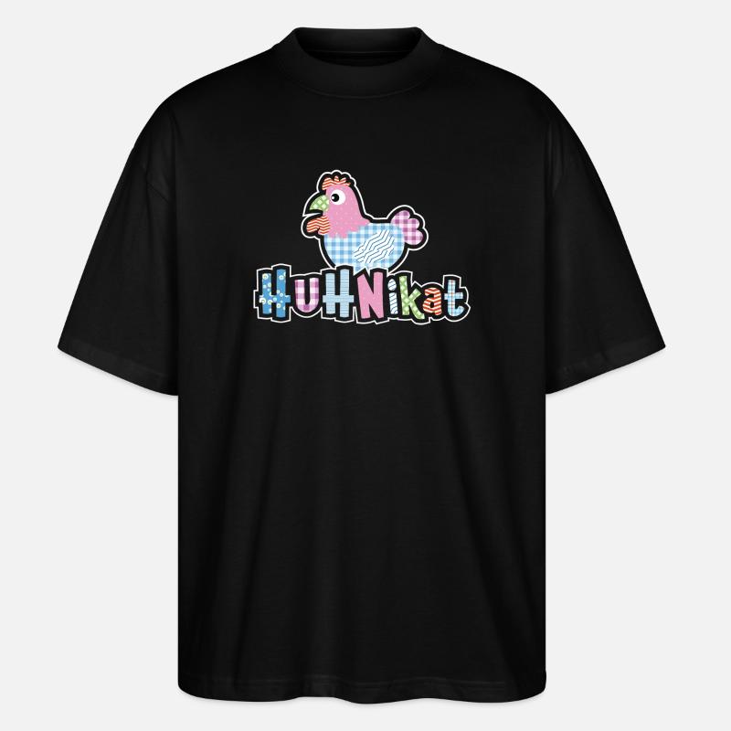 HUHNikat Hühner Fans - Hahn - Gockel - Bio - Stanley/Stella Oversized Unisex Bio T-Shirt Blaster 2.0 - Schwarz