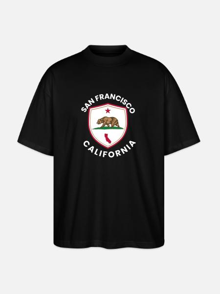 California Bear Flag Emblem - Stanley/Stella Oversized Unisex Organic T-shirt Blaster 2.0 - black