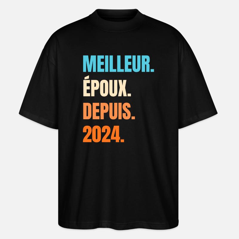 Bester Ehemann seit 2024 Geschenk-Ehemann - Stanley/Stella Oversized Unisex Bio T-Shirt Blaster 2.0 - Schwarz