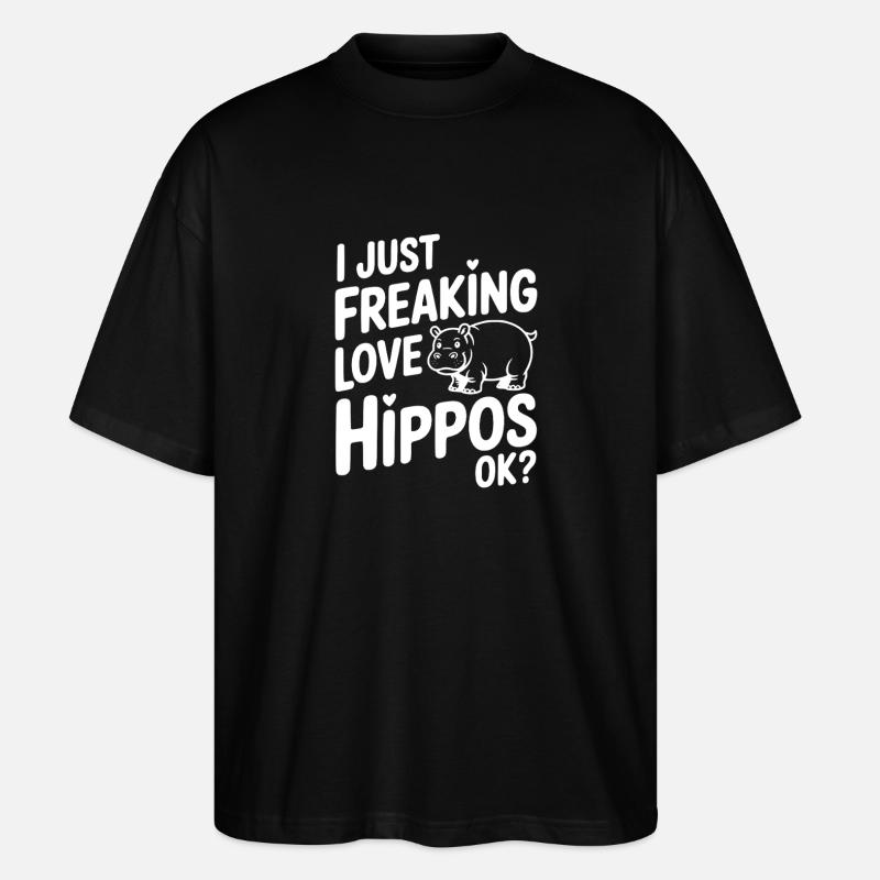 J’adore les hippopotames, ok ? - T-shirt bio Blaster 2.0 coupe oversize Stanley/Stella Unisexe - noir