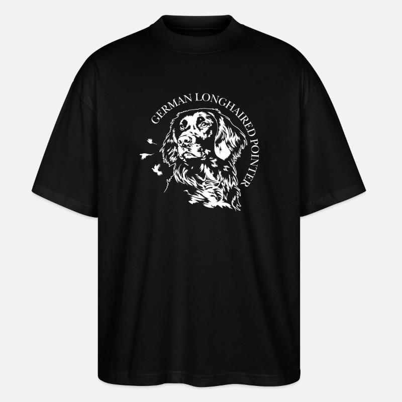 German Longhaired Pointer Jagdhunde Hunde Wilsigns - Stanley/Stella Oversized Unisex Bio T-Shirt Blaster 2.0 - Schwarz