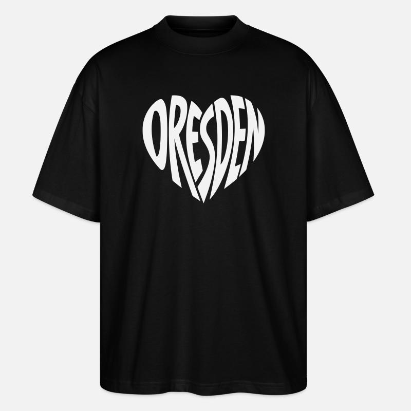 Lettrage en cœur de Dresde - T-shirt bio Blaster 2.0 coupe oversize Stanley/Stella Unisexe - noir