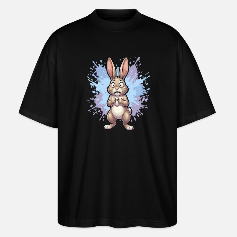 Distraught rabbit with paint splash - Stanley/Stella Oversized Unisex Organic T-shirt Blaster 2.0 - black