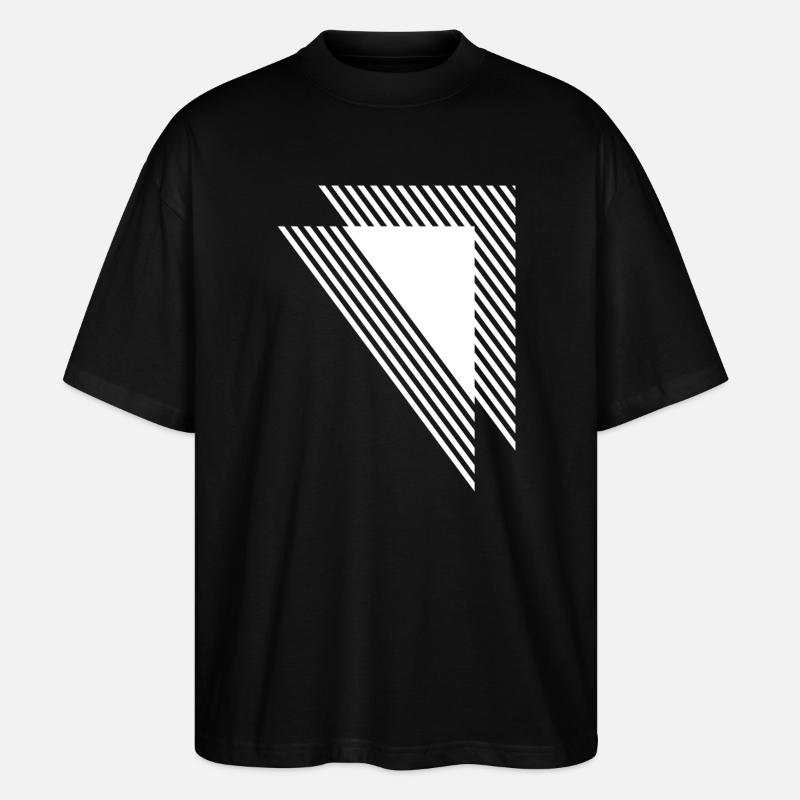 Geometric Triangles Diagonal Monochrome Grid - Stanley/Stella Oversized Unisex Organic T-shirt Blaster 2.0 - black