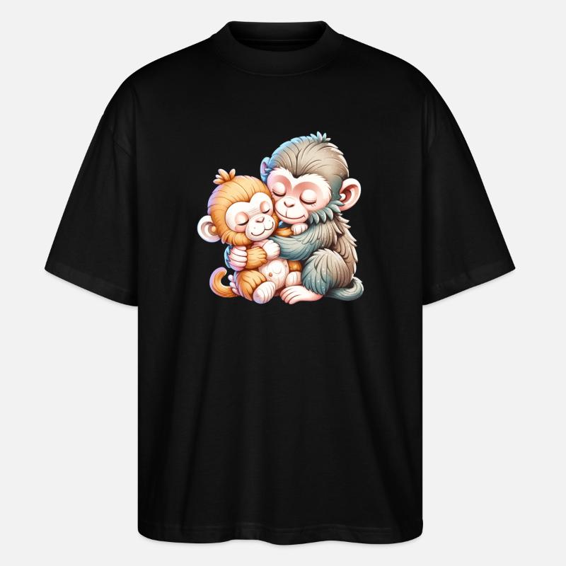 Umarmendes Affen-Duo - Stanley/Stella Oversized Unisex Bio T-Shirt Blaster 2.0 - Schwarz