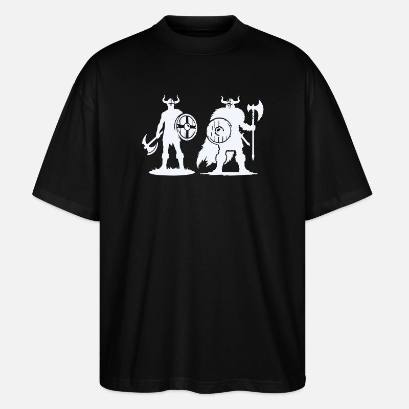 Wikinger-Duo: Schild & Beil im Schatten - Stanley/Stella Oversized Unisex Bio T-Shirt Blaster 2.0 - Schwarz