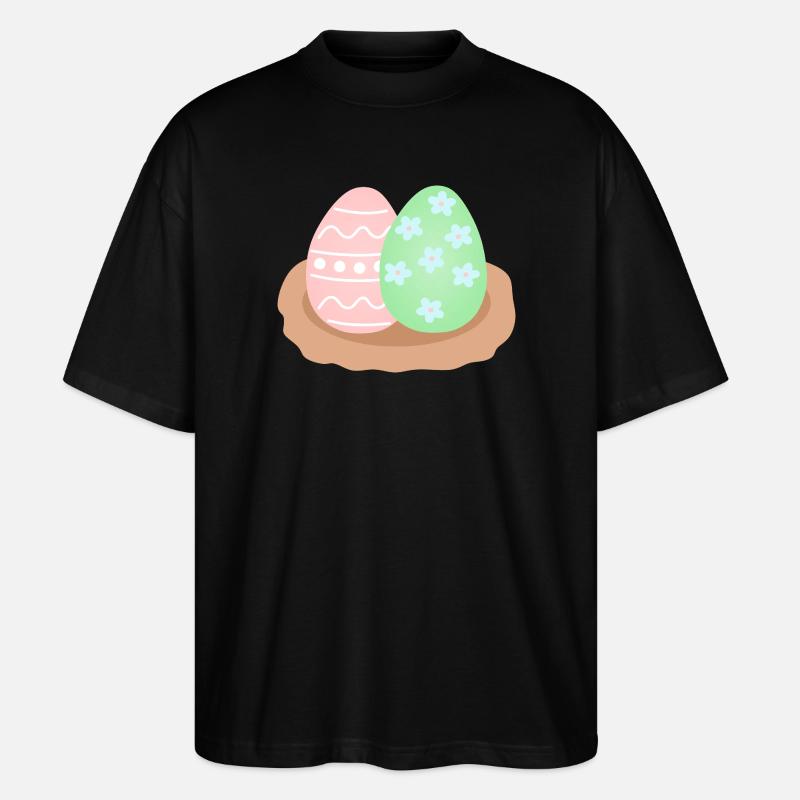 Pastell-Osterei-Duo im Nest - Stanley/Stella Oversized Unisex Bio T-Shirt Blaster 2.0 - Schwarz