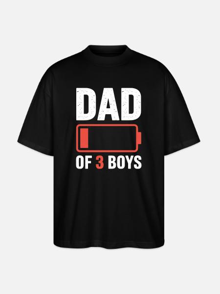 Father of Three Boys Battery Motif - Stanley/Stella Oversized Unisex Organic T-shirt Blaster 2.0 - black
