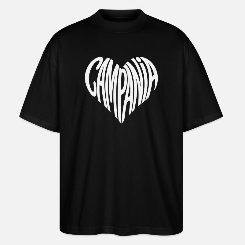 Campania Heart Typography - Stanley/Stella Oversized Unisex Organic T-shirt Blaster 2.0 - black