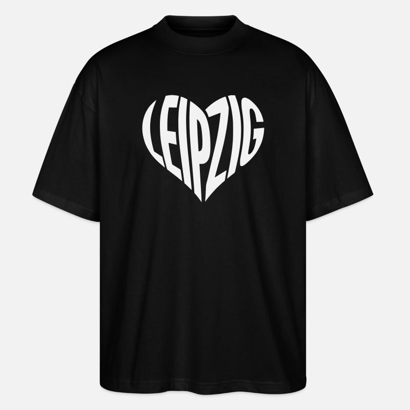 Leipzig Heart Typo - Stanley/Stella Oversized Unisex Organic T-shirt Blaster 2.0 - black