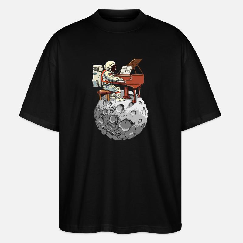 Piano lunaire avec combinaison spatiale - T-shirt bio Blaster 2.0 coupe oversize Stanley/Stella Unisexe - noir
