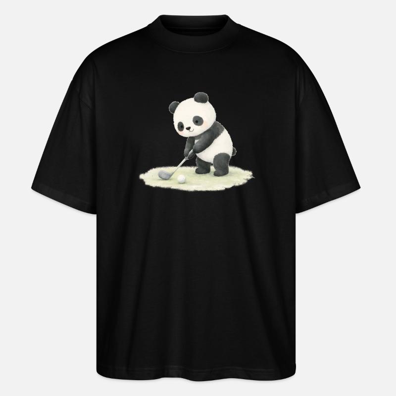 Panda Playing Golf Illustration - Stanley/Stella Oversized Unisex Organic T-shirt Blaster 2.0 - black