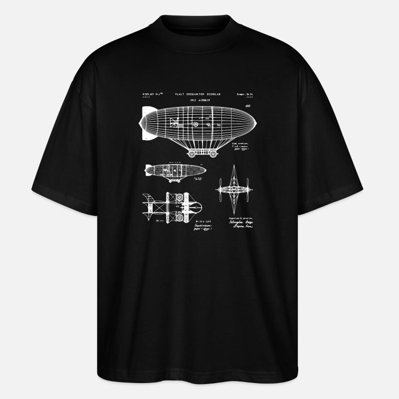 Esquisse du plan Zeppelin - T-shirt bio Blaster 2.0 coupe oversize Stanley/Stella Unisexe - noir