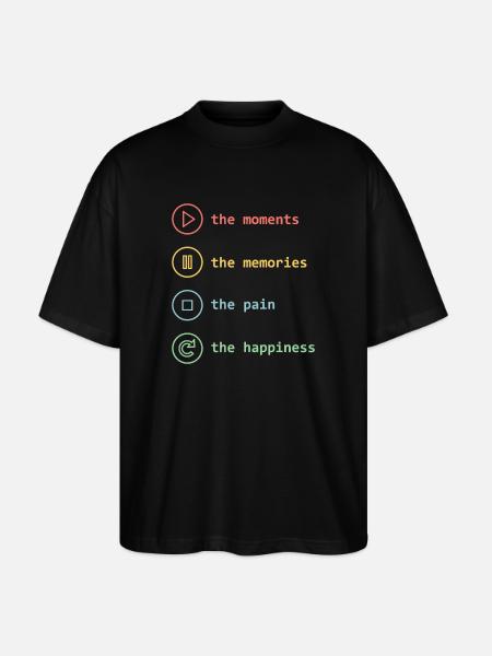 Mindfulness, Moments, Memories, Happiness - Stanley/Stella Oversized Unisex Organic T-shirt Blaster 2.0 - black