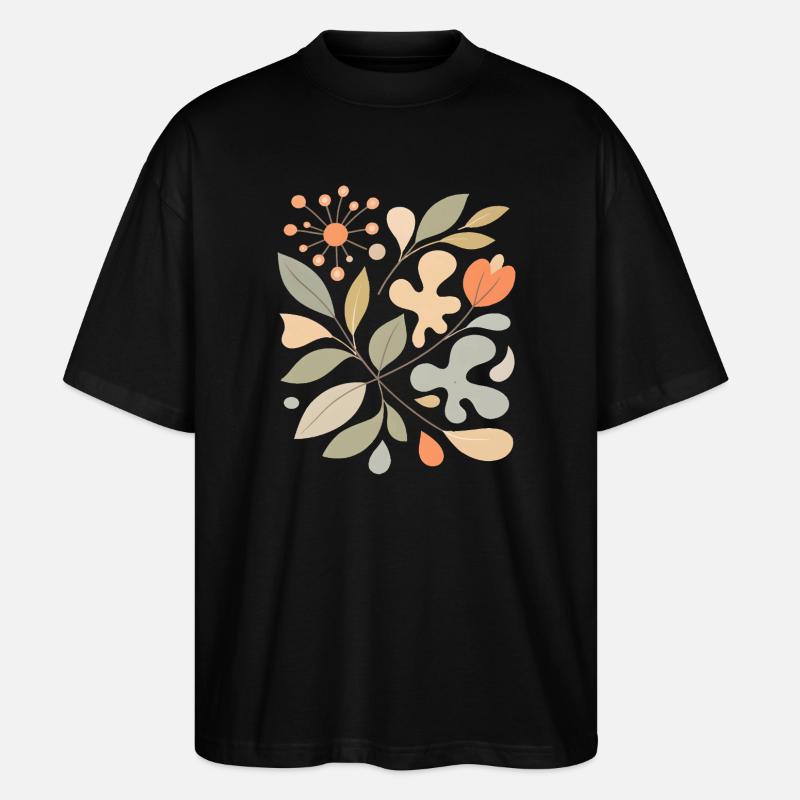 Abstraktes Blumen Muster Illustration - Stanley/Stella Oversized Unisex Bio T-Shirt Blaster 2.0 - Schwarz