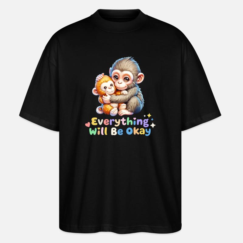Alles wird gut, Affen-Duo - Stanley/Stella Oversized Unisex Bio T-Shirt Blaster 2.0 - Schwarz