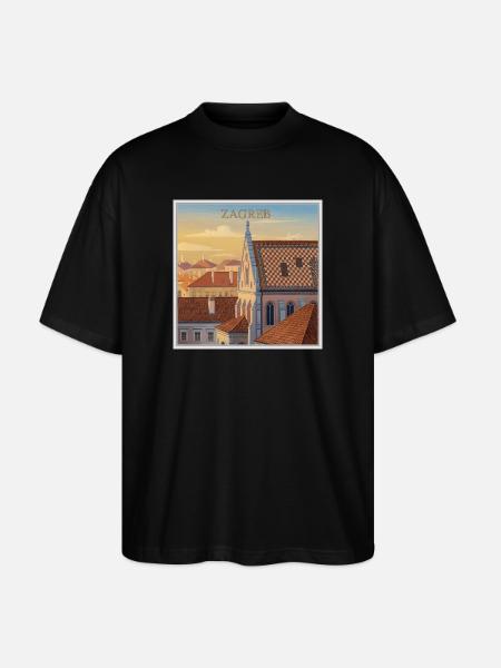 Zagreb Dachlandschaft im Abendlicht - Stanley/Stella Oversized Unisex Bio T-Shirt Blaster 2.0 - Schwarz