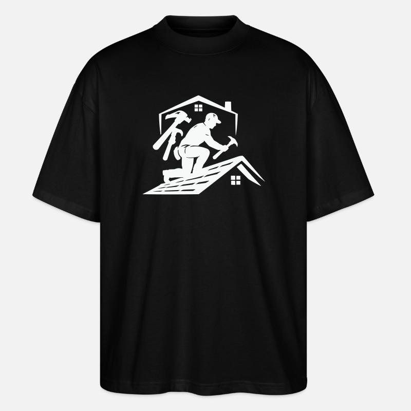 Dachdecker Silhouette am Dach - Stanley/Stella Oversized Unisex Bio T-Shirt Blaster 2.0 - Schwarz