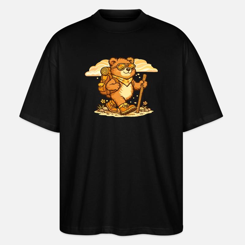 Wanderbär auf Entdeckungstour - Stanley/Stella Oversized Unisex Bio T-Shirt Blaster 2.0 - Schwarz