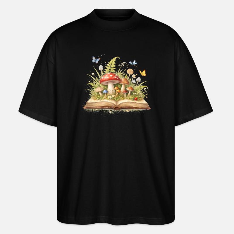 Magic book with forest illustration - Stanley/Stella Oversized Unisex Organic T-shirt Blaster 2.0 - black