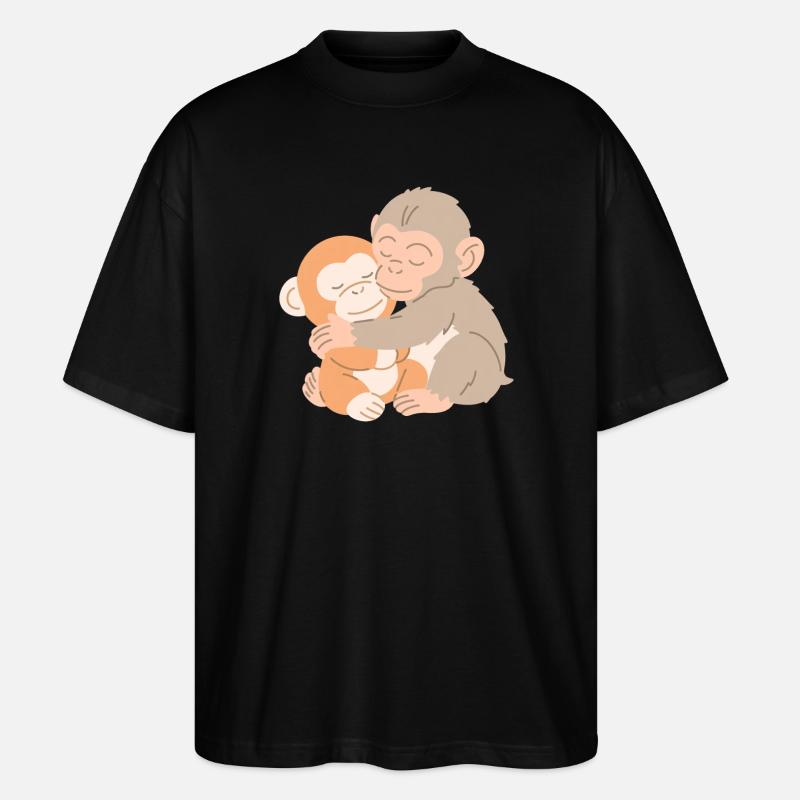 Umarmende Affen umarmen sich - Stanley/Stella Oversized Unisex Bio T-Shirt Blaster 2.0 - Schwarz