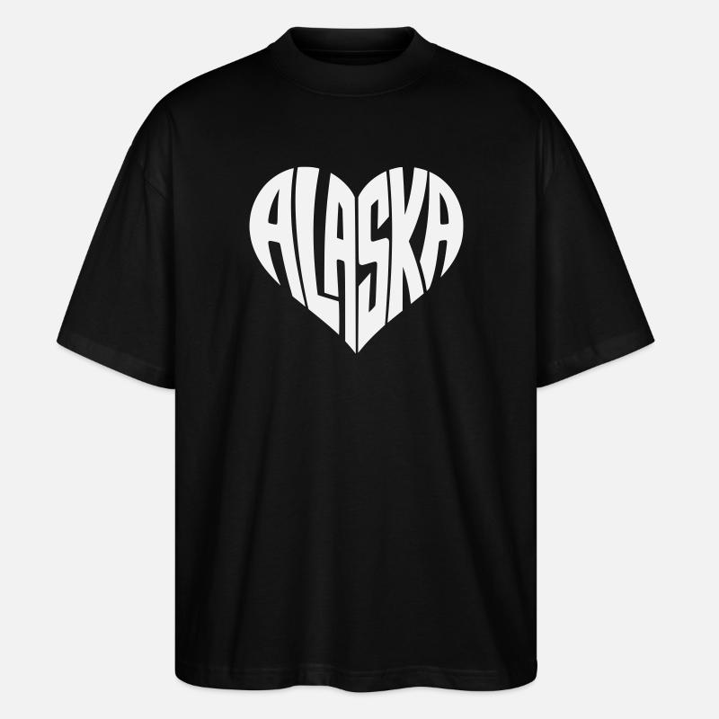 Alaska, USA Heart lettering angular - Stanley/Stella Oversized Unisex Organic T-shirt Blaster 2.0 - black
