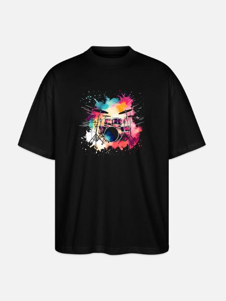 Schlagzeug Bunt - Stanley/Stella Oversized Unisex Bio T-Shirt Blaster 2.0 - Schwarz