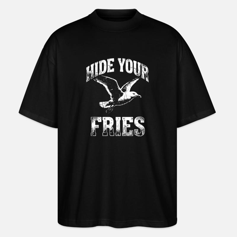 Cache tes frites mouette - T-shirt bio Blaster 2.0 coupe oversize Stanley/Stella Unisexe - noir