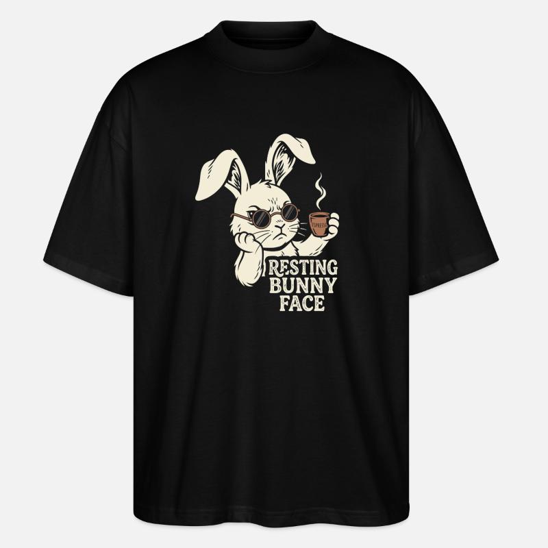 Grumpy Bunny Kaffee - Morgen Hase - Stanley/Stella Oversized Unisex Bio T-Shirt Blaster 2.0 - Schwarz
