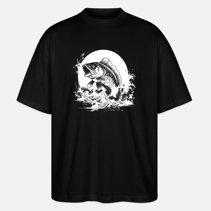 Fischerei Zeichnung - Stanley/Stella Oversized Unisex Bio T-Shirt Blaster 2.0 - Schwarz