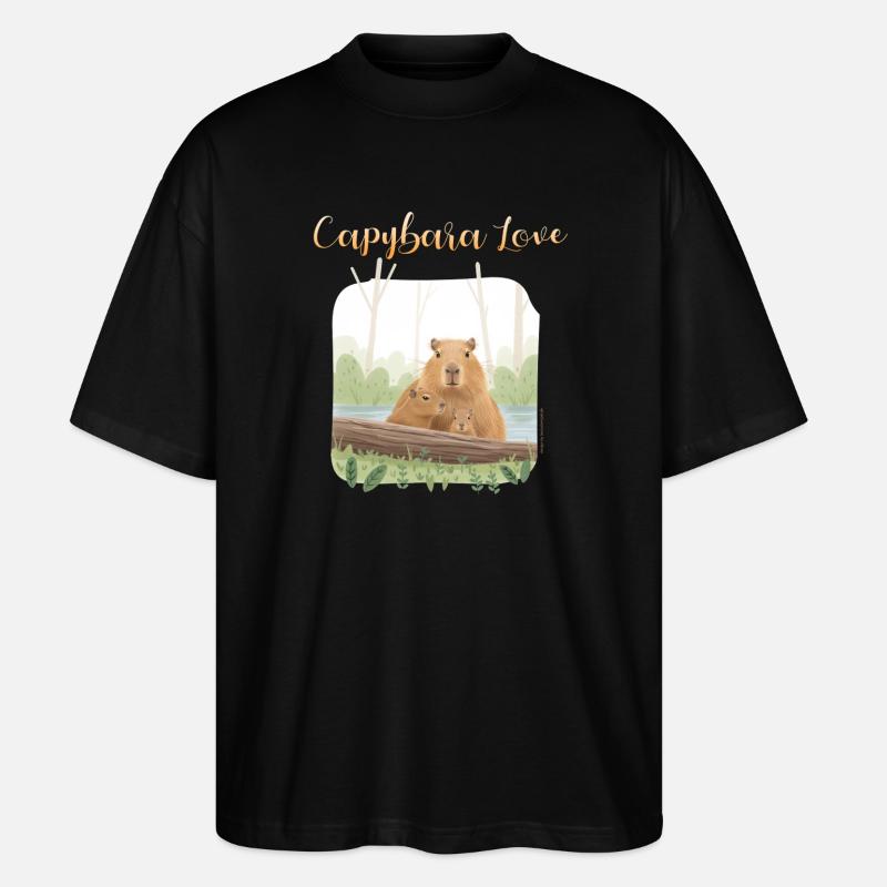 T-Shirt-Design „Capybara Love“ - Stanley/Stella Oversized Unisex Bio T-Shirt Blaster 2.0 - Schwarz