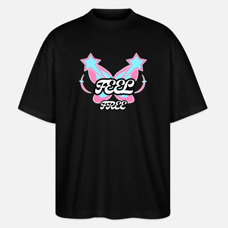 Sentez-vous libre : Emblème Papillon - T-shirt bio Blaster 2.0 coupe oversize Stanley/Stella Unisexe - noir