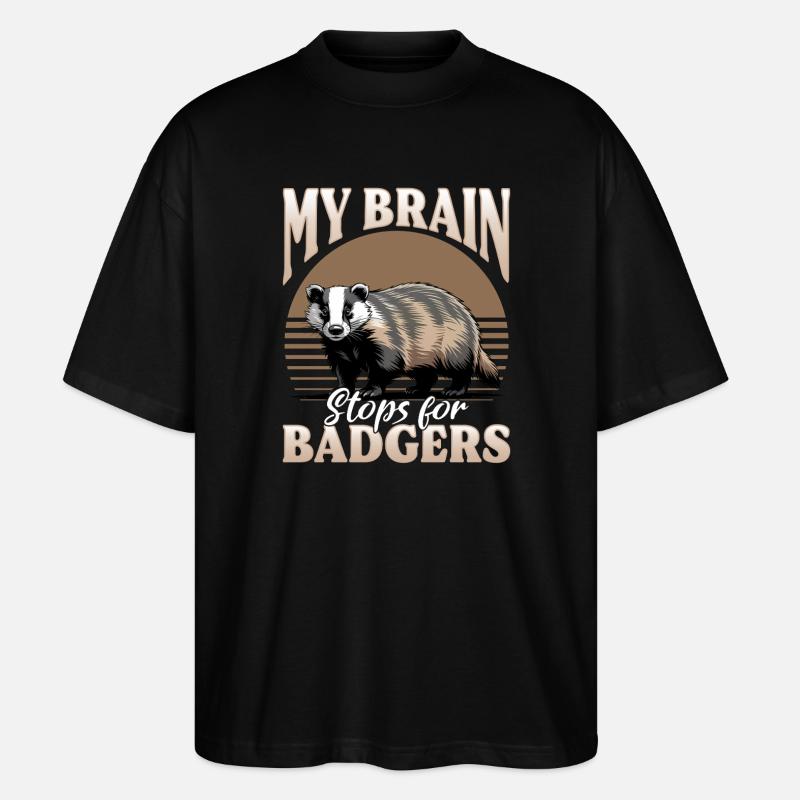 Funny Animal Badger - Stanley/Stella Oversized Unisex Bio T-Shirt Blaster 2.0 - Schwarz