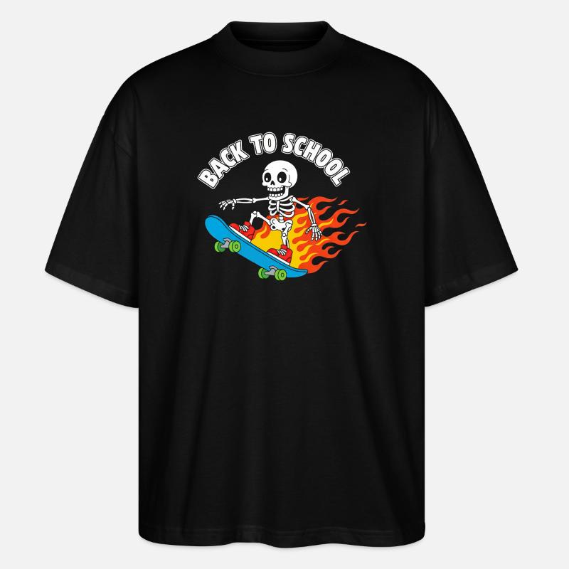 Back to School Skeleton Skate - Stanley/Stella Oversized Unisex Organic T-shirt Blaster 2.0 - black
