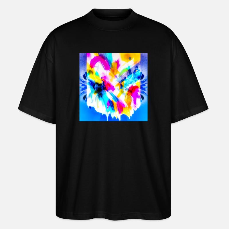 Farbexplosion im Aquarell - Stanley/Stella Oversized Unisex Bio T-Shirt Blaster 2.0 - Schwarz