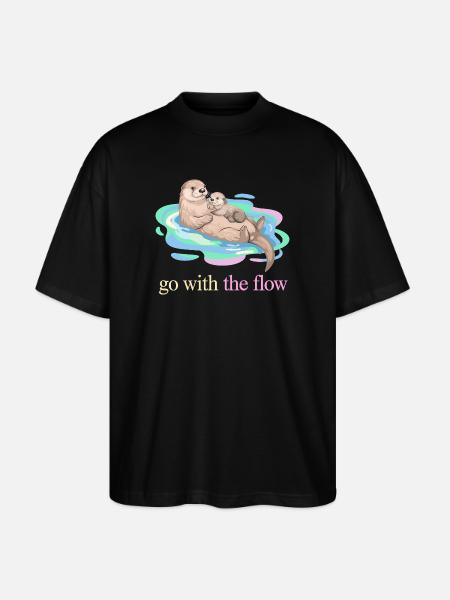 Go With the Flow Otter Duo - Stanley/Stella Oversized Unisex Organic T-shirt Blaster 2.0 - black