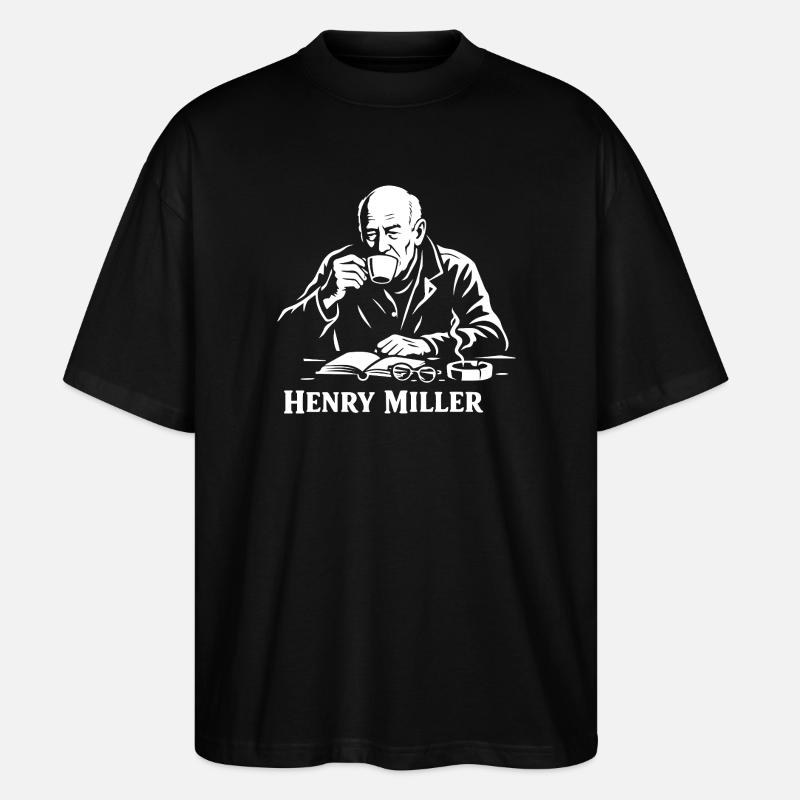 Lecteur du Café Henry Miller - T-shirt bio Blaster 2.0 coupe oversize Stanley/Stella Unisexe - noir