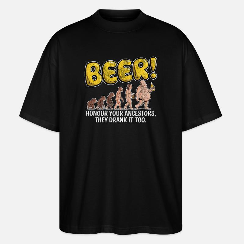 Evolution Beer Funny Witty Beer - Stanley/Stella Oversized Unisex Organic T-shirt Blaster 2.0 - black