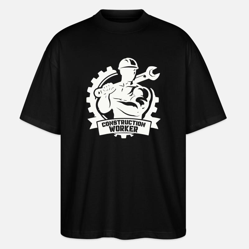 Ouvrier du bâtiment robuste avec engrenages - T-shirt bio Blaster 2.0 coupe oversize Stanley/Stella Unisexe - noir
